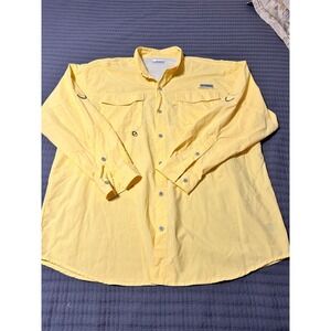Columbia PFG Bahama Fishing Shirt Mens XL Long Sleeve Yellow Omni-Shade XM7160